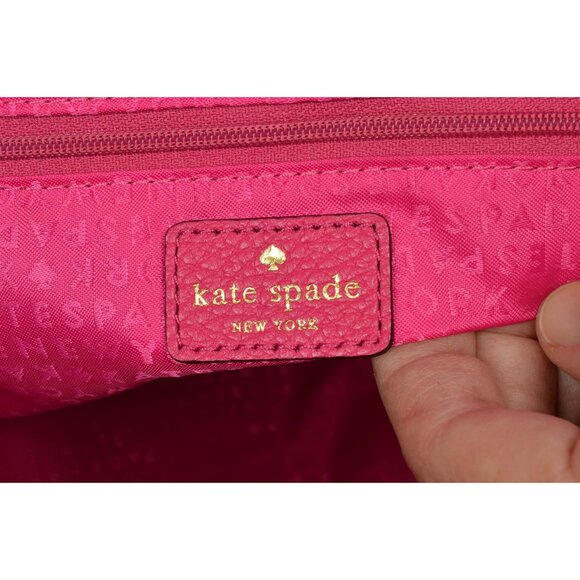 Kate Spade Bridge Place Pink Pebbled Leather X-Large Flamingo Bow Tote - Picture 5 of 12